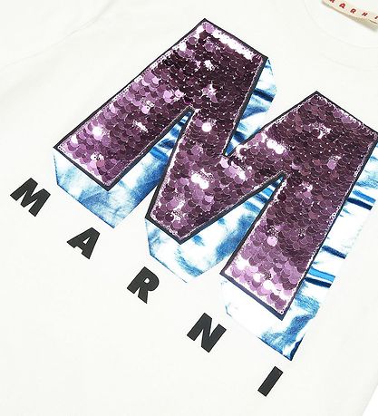 Marni T-Shirt - Weiß m. Pailletten