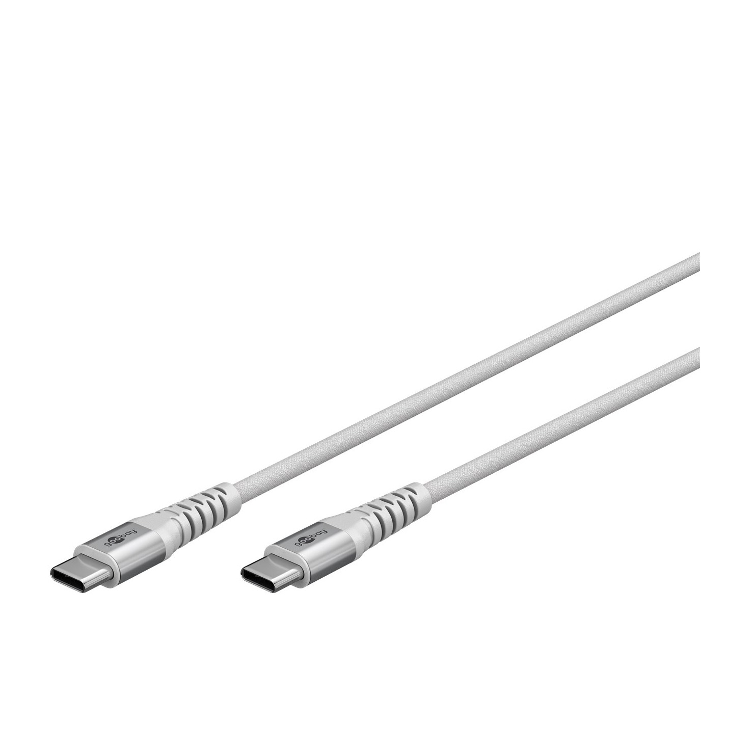 (2m) 60W USB C auf USB C Ladekabel Textil Datenkabel mit Metallstecker (70194) - Weiss