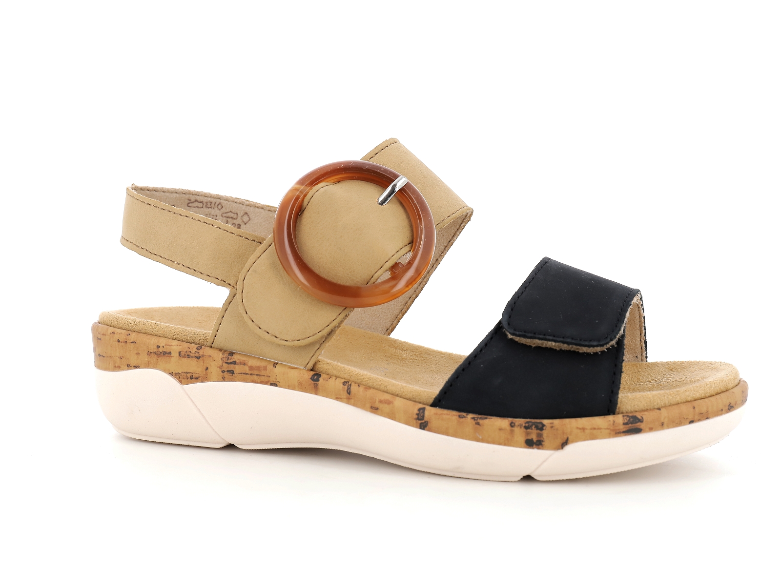 Remonte-R6853 Matières combinées Noir Beige