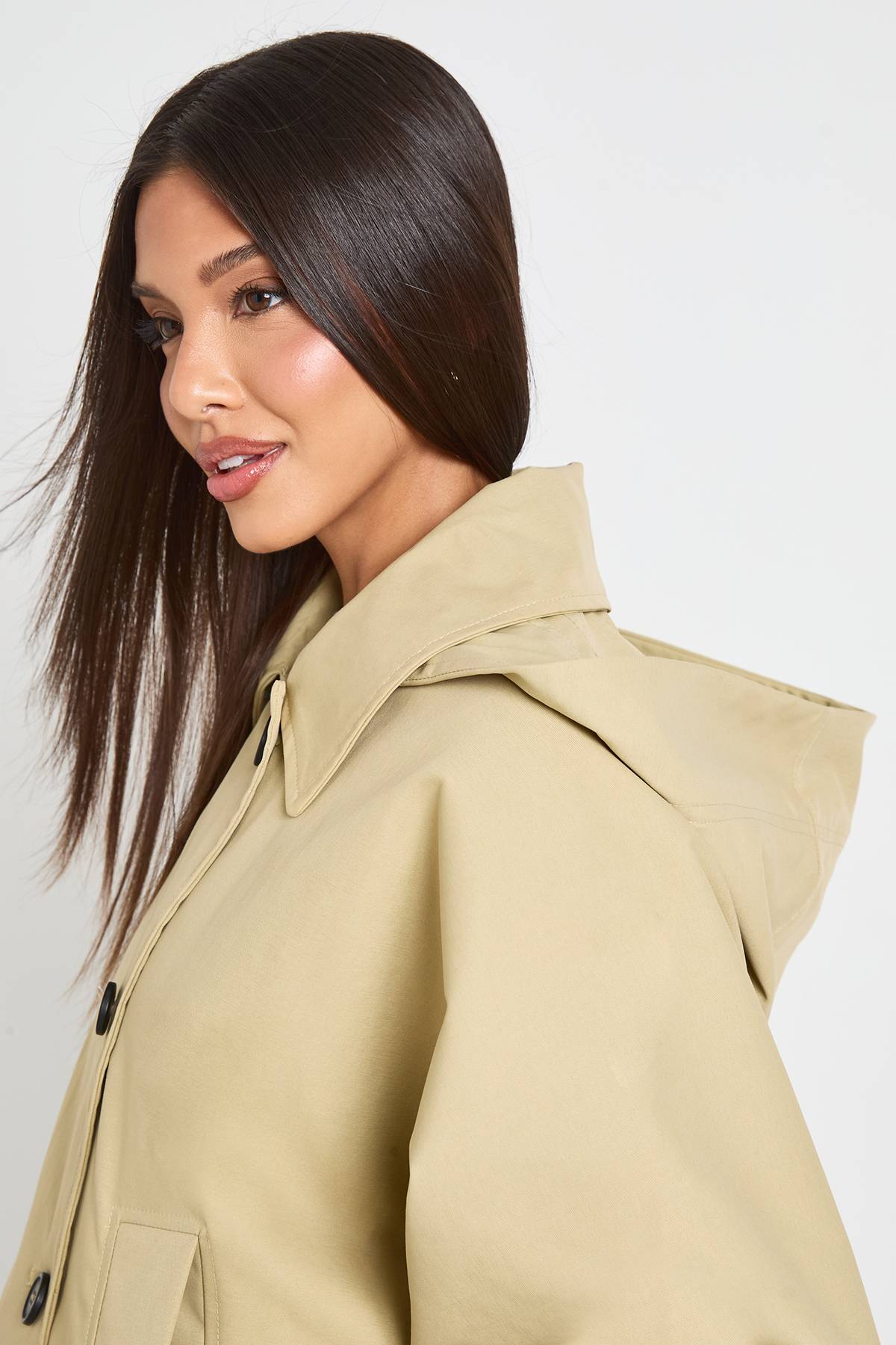 boohoo Veste Trench Courte À Casynthétiqueche Amovible Coupe Boxy
