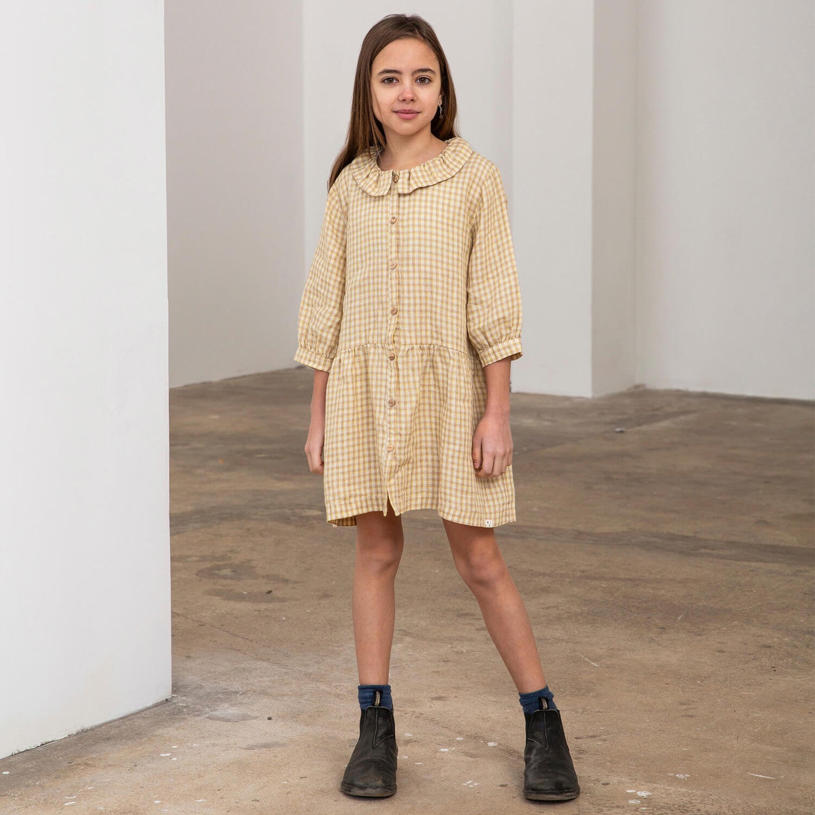 Kleid Frill Collar Dijon Check