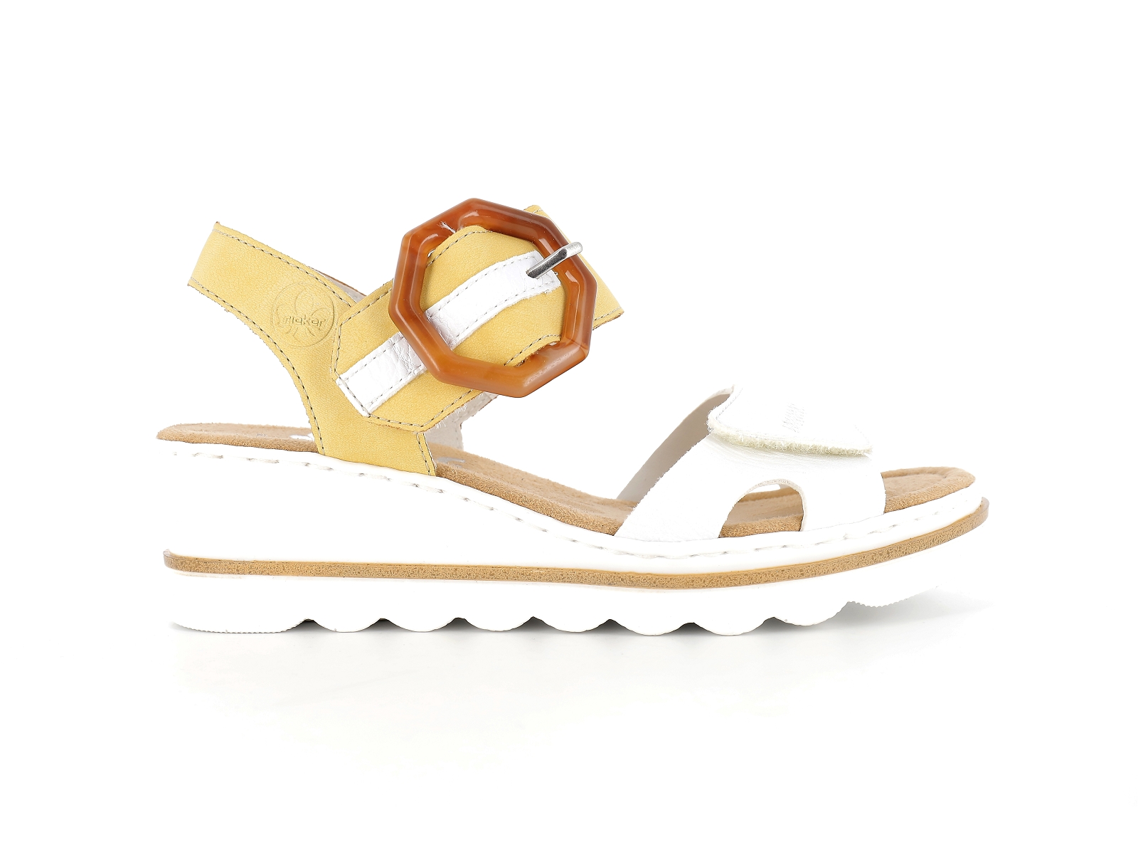 Rieker-67476 Synthétique Blanc-Jaune