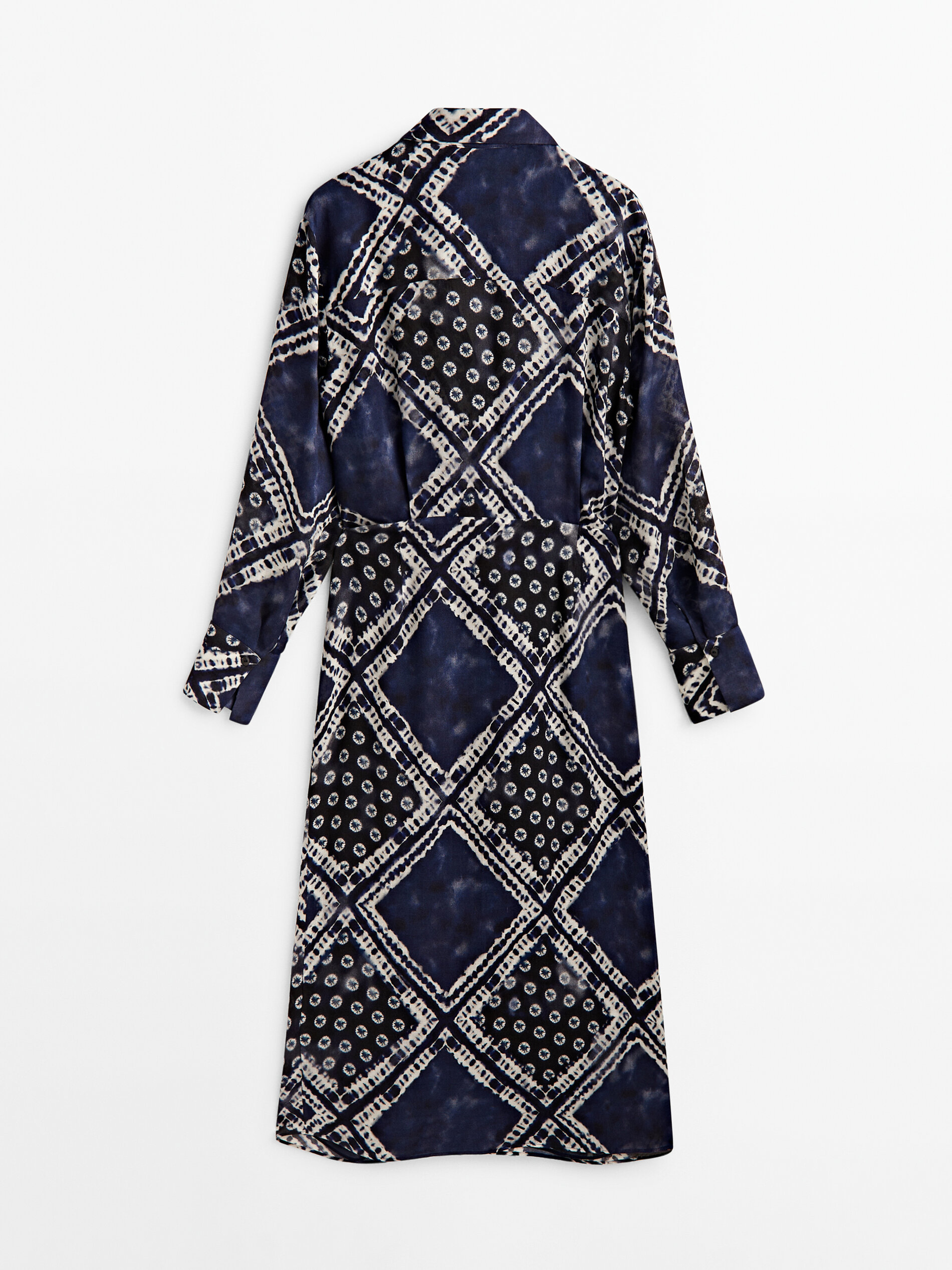 Vestido nude com estampa detalhada - AZUL ESCURO