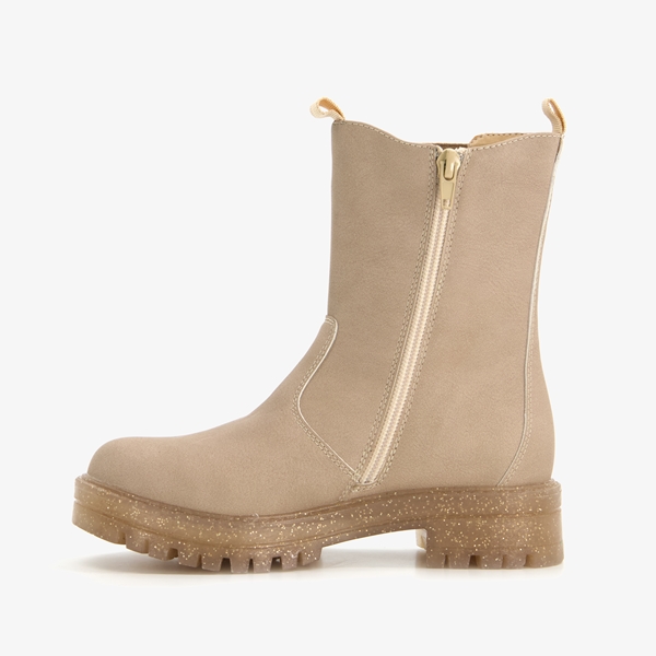 Blue Box meisjes Chelsea boots beige met glitters