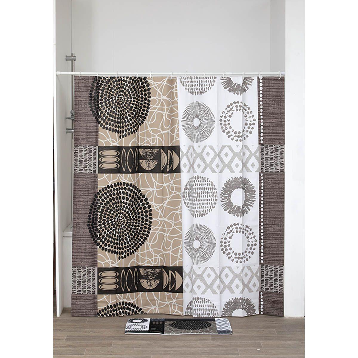 RIDEAU DE DOUCHE PEVA 180X180CM MASAI