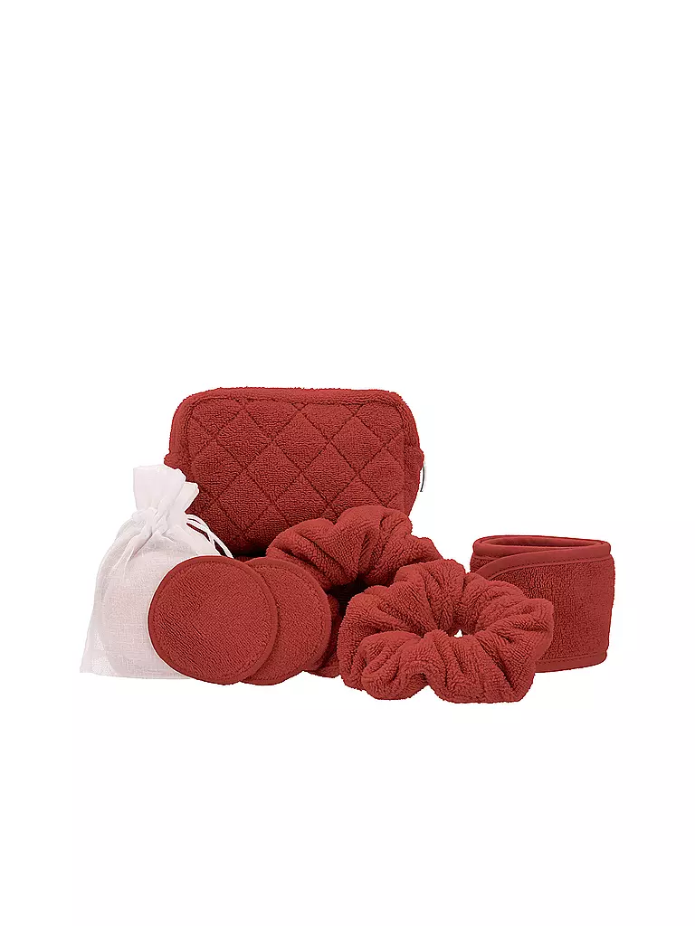 VOSSEN Kosmetiktasche 11tlg. BEAUTY BAG Raw Sugar dunkelrot