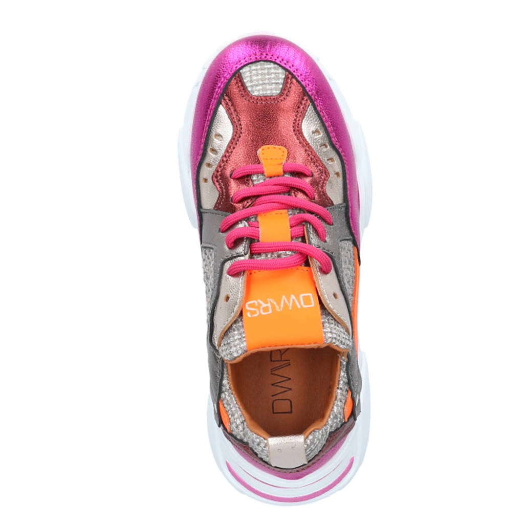 DWRS Plutoleren sneakers zilver/fuchsia