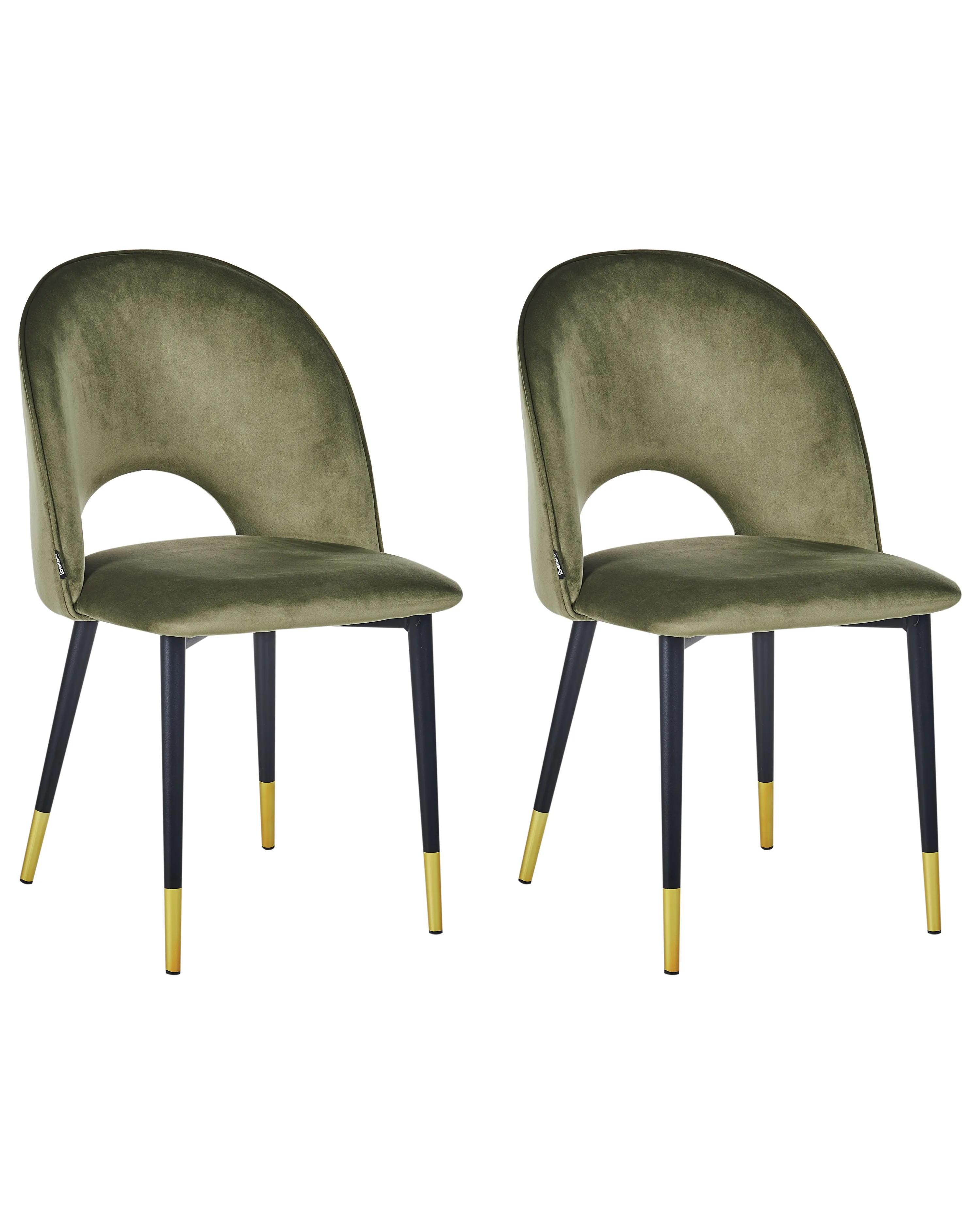 Set van 2 eetkamerstoelen MAGALIA Fluweel Olijfgroen