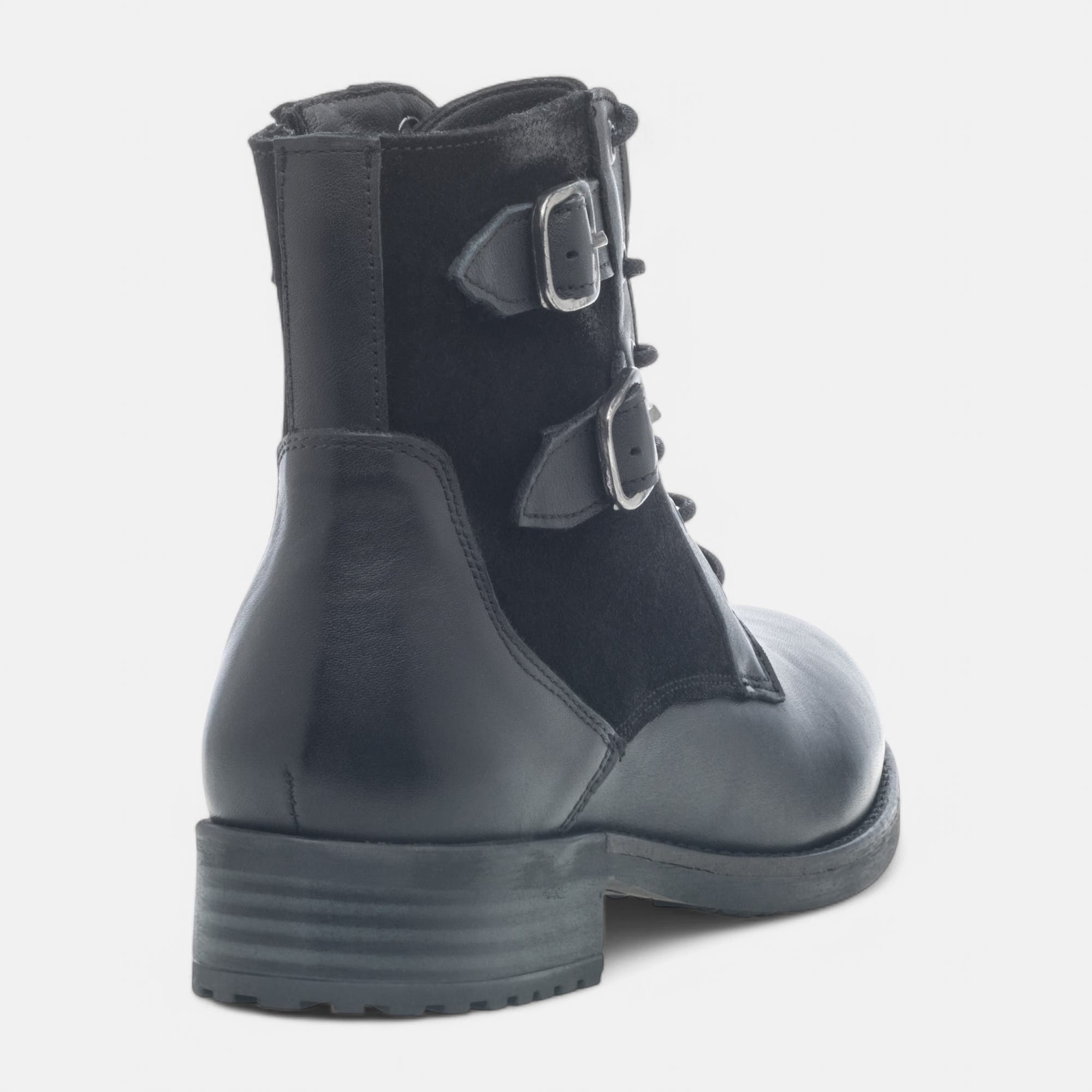 Bottines à lacets Femme en cuir noir