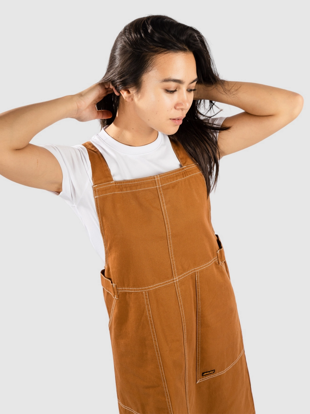 Santa Cruz Classic Pinafore Dress tan/white stitch