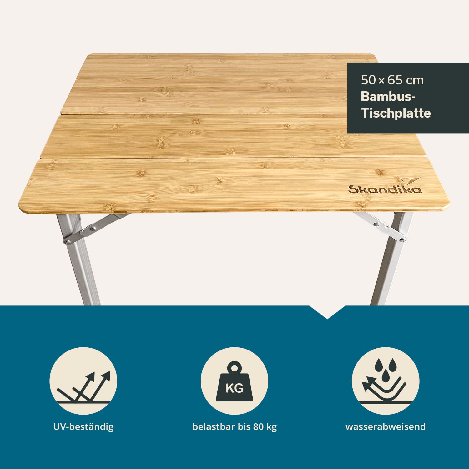 Skandika Tolja 65 x 50 Bamboe campingtafel