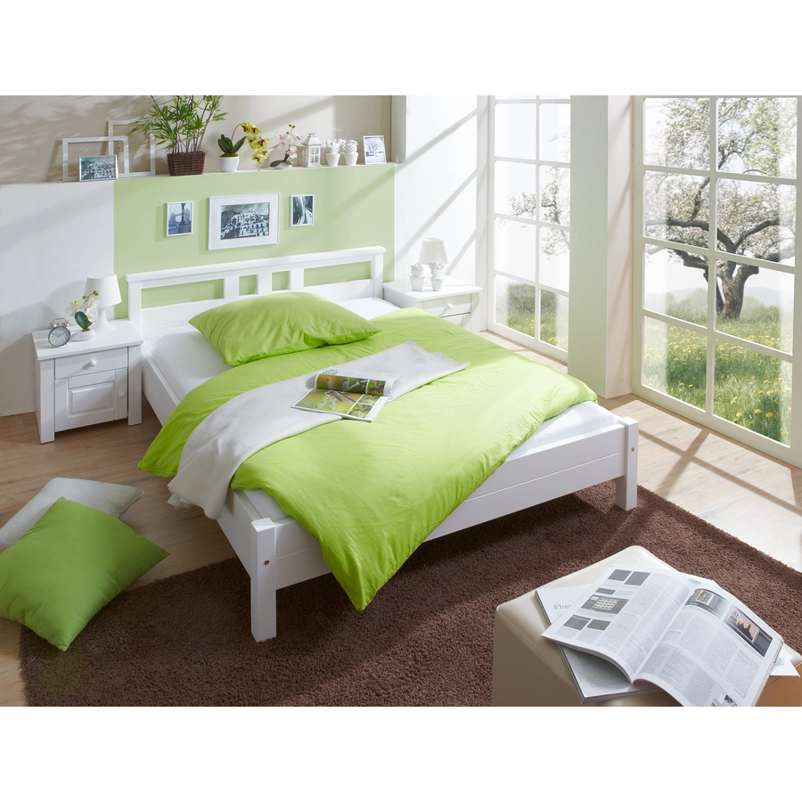 TICAA Einzelbett und Doppelbett Merci Kiefer Weiß Weiß