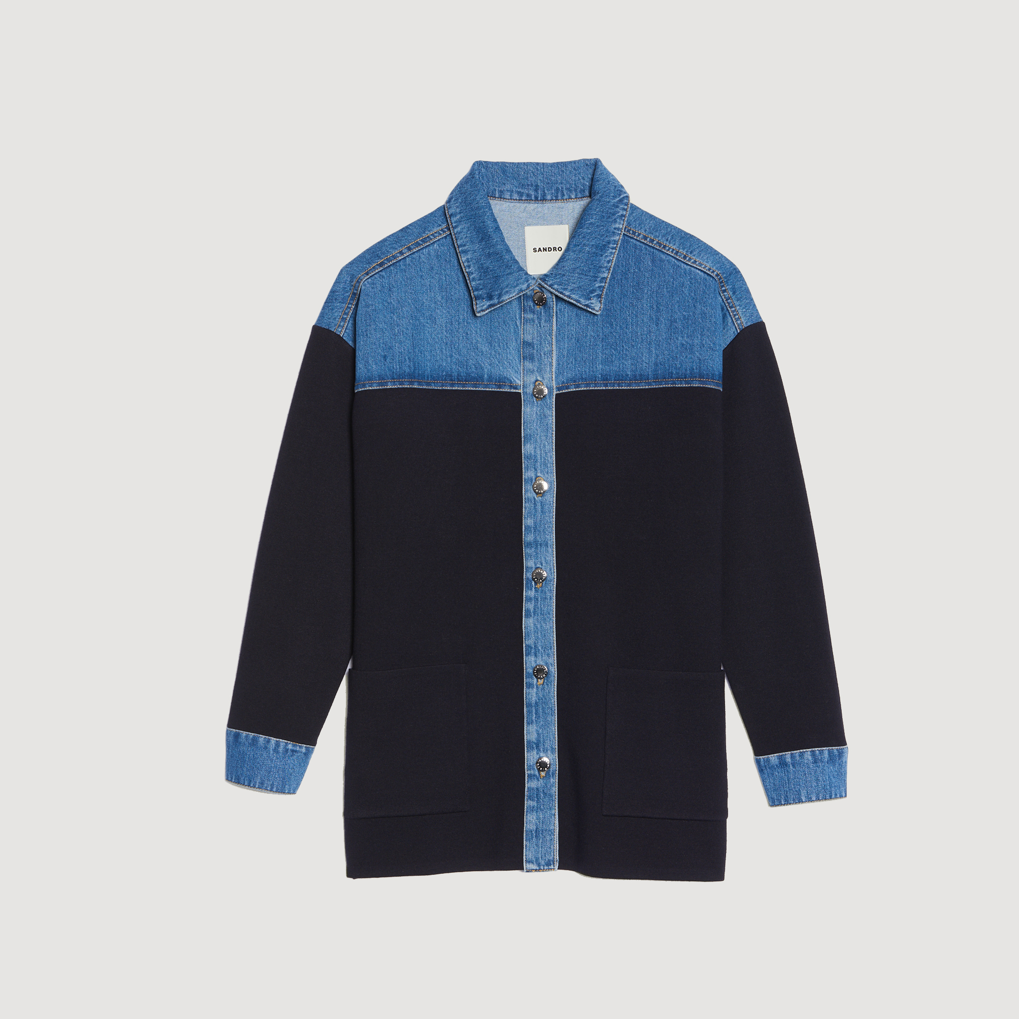 Cardi-coat bi-matiére esprit veste