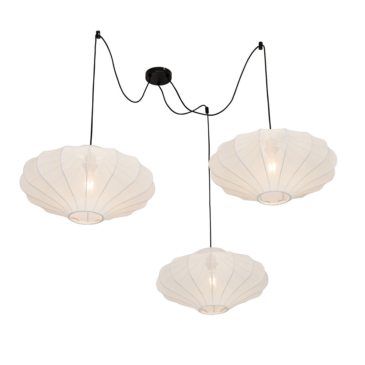 Japandi hanglamp wit 50cm 3-lichts - Plu