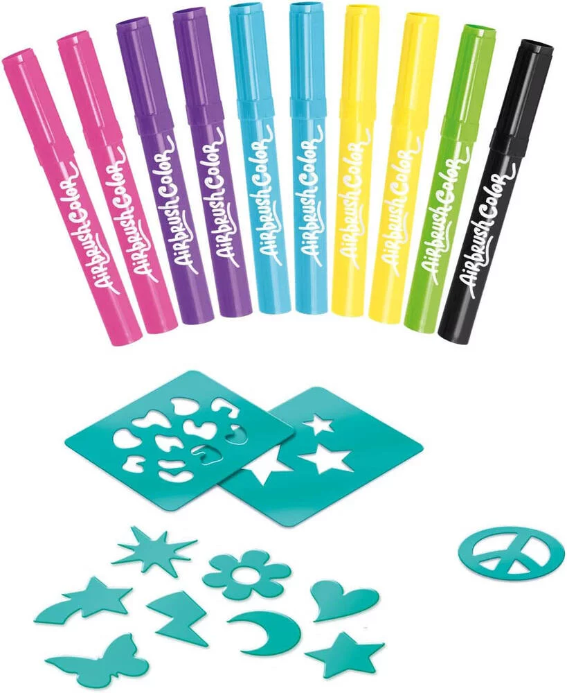 STYLE 4 EVER - AIRBRUSH - RECHARGE  10 FEUTRES ET 2 PLANCHES DE POCHOIRS