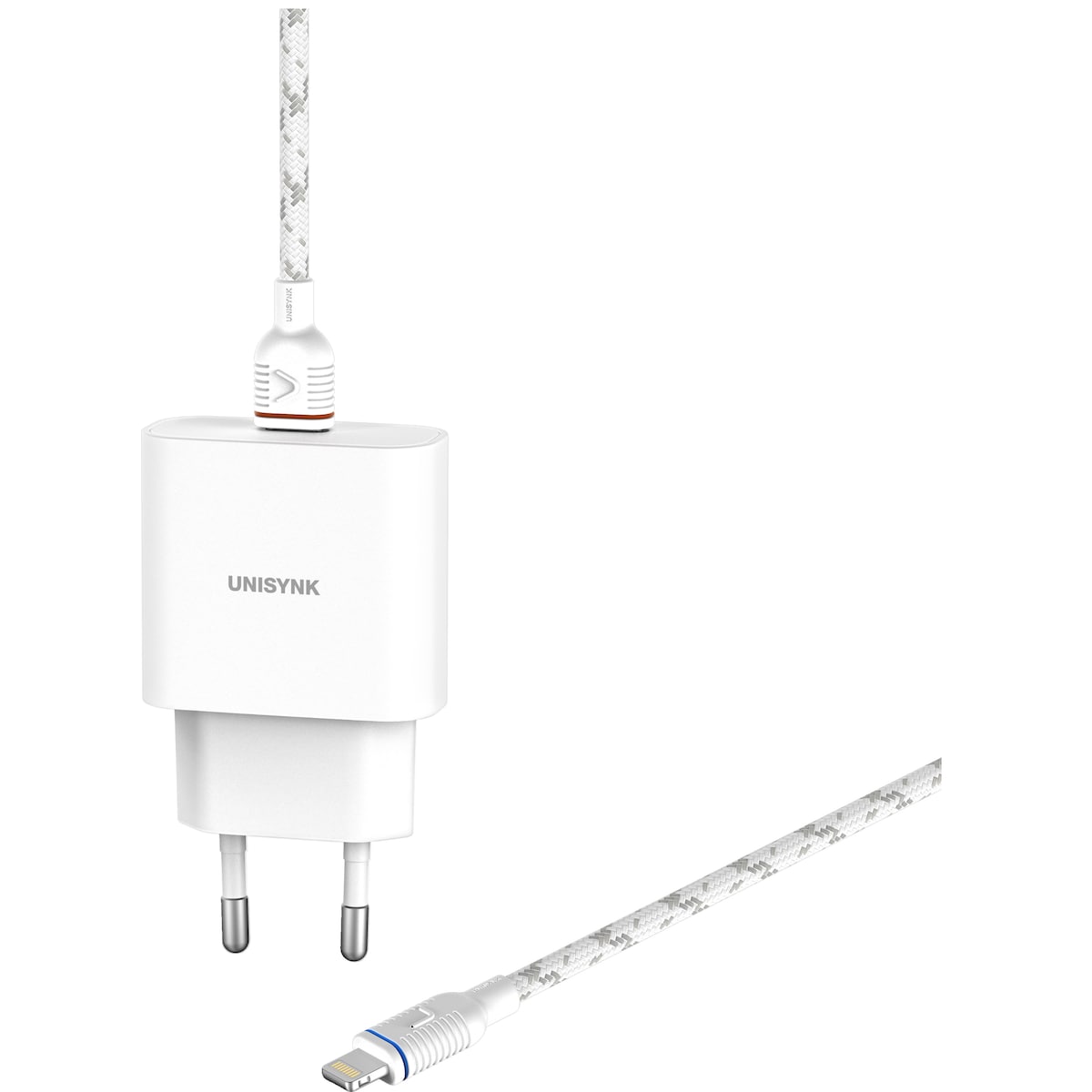 Unisynk 20W Lightning Slim sett for vegglading (hvit)