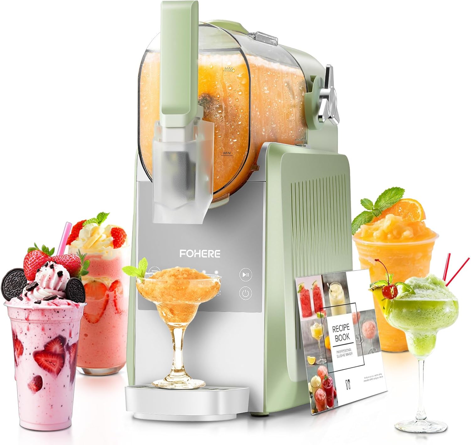 FOHERE Slush Maschine, 2,6L Slushie Machine mit 5 smarten Programmen, Slushy Machine für Zuhause, Ohne Eiswürfel & Selbstreinigung, für Slush, Eis-Cocktails, Frappé, Margaritas & Milchshakes