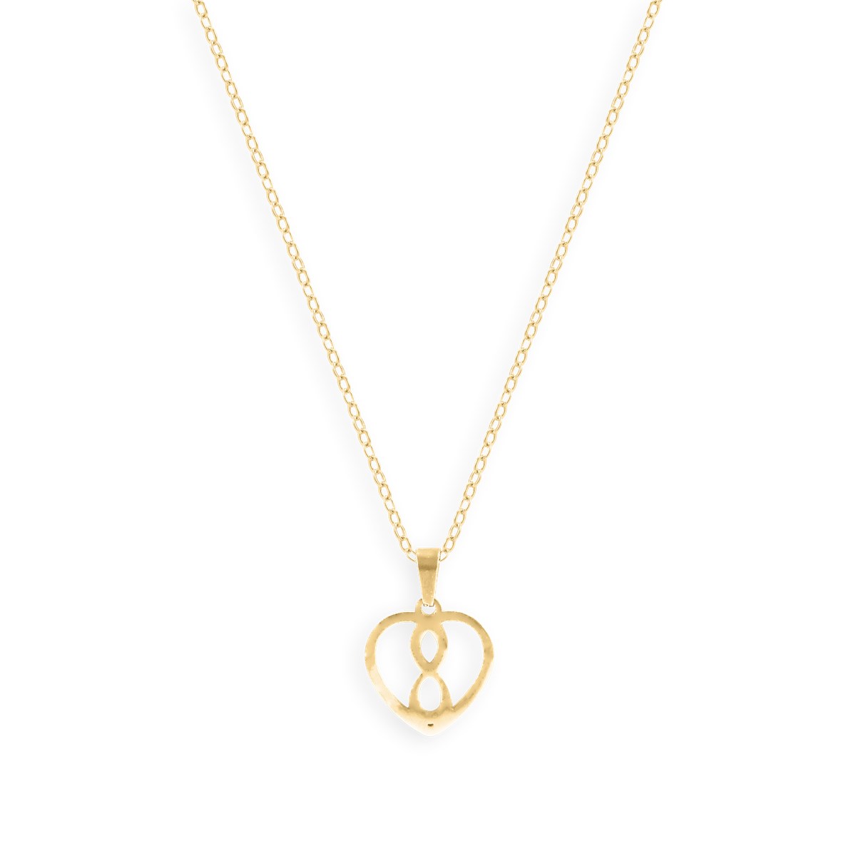 Collier coeur et infini en acier plaqué jaune