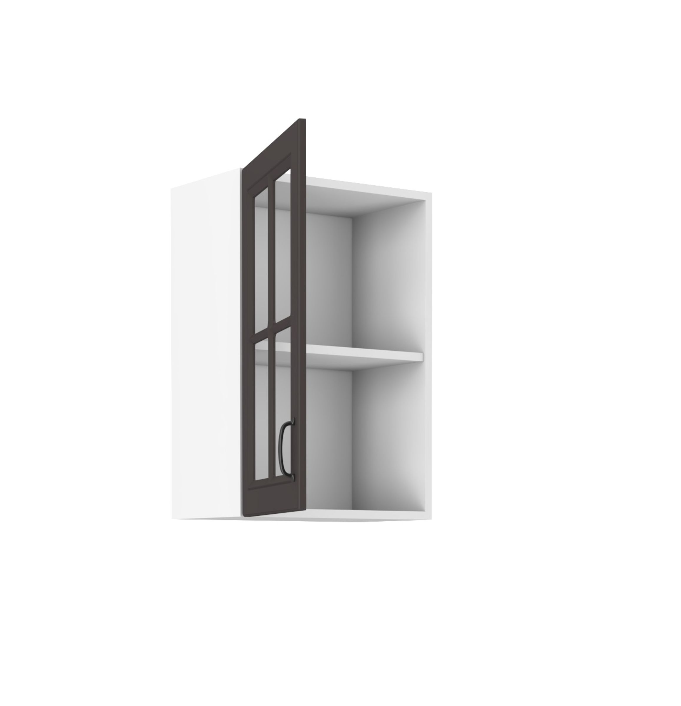 Glashängeschrank 40 cm Stilo Grau Küchenzeile Küchenblock Landhaus Einbauküche