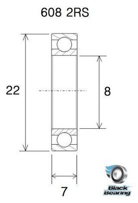 Roulement Black Bearing 608-2RS 8 x 22 x 7 mm