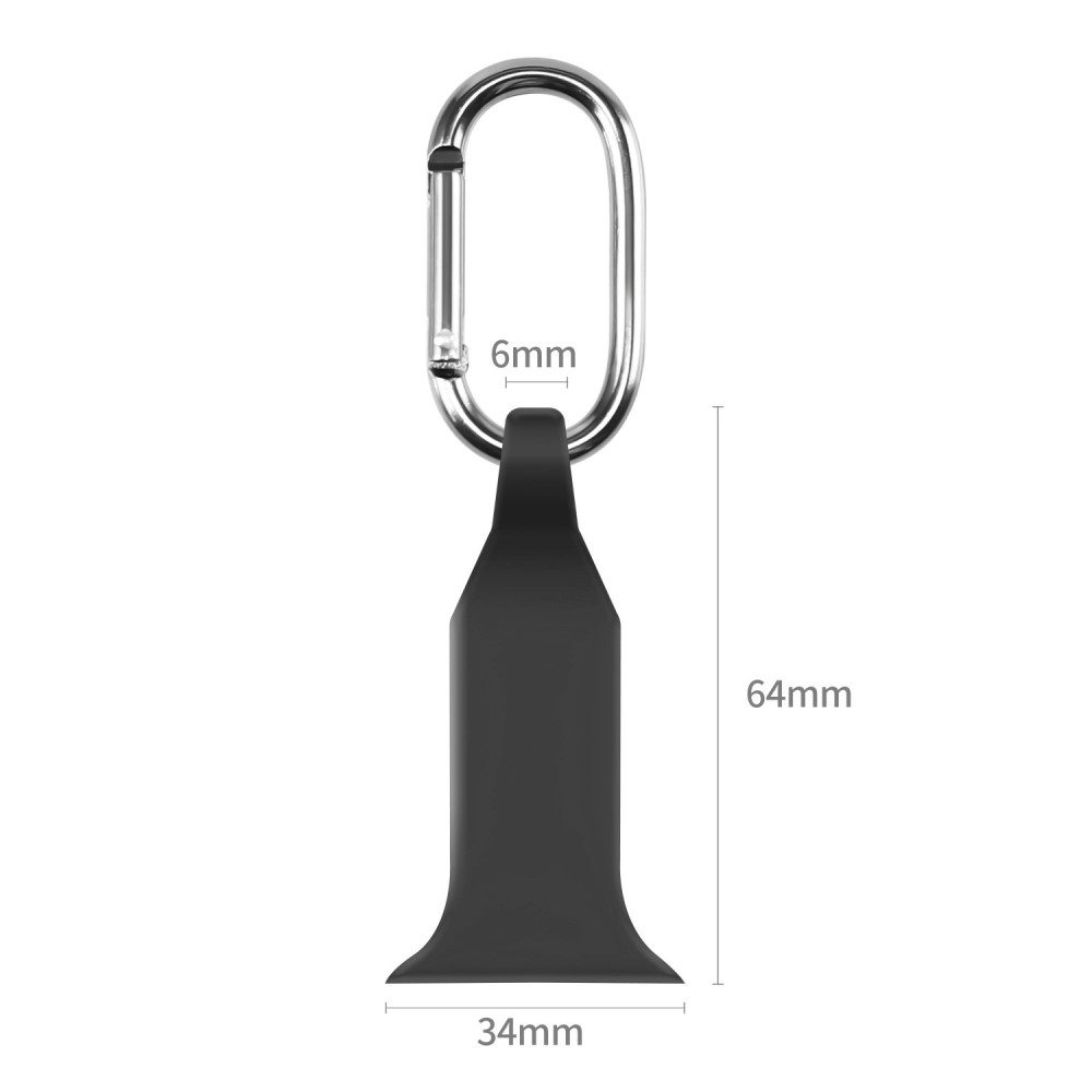 Apple Watch (42/41/40/38 mm) Silikon Uhren Halterung mit Karabiner Haken Schlüsselanhänger - Schwarz