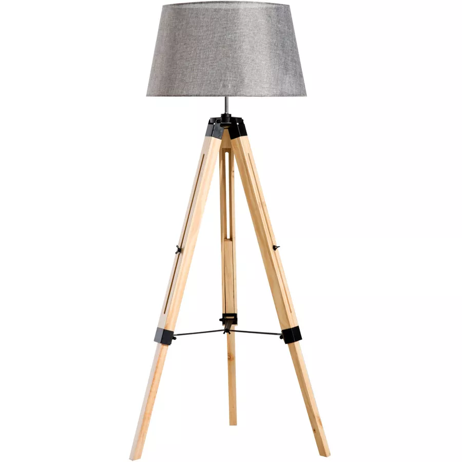 HOMCOM Stehlampe höhenverstellbar natur, grau
