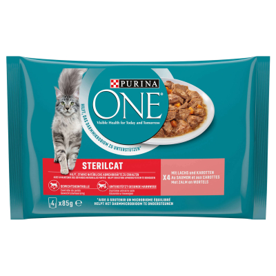 Purina One Zarte Stückchen in Sauce mit Lachs & Karotten 4x85g