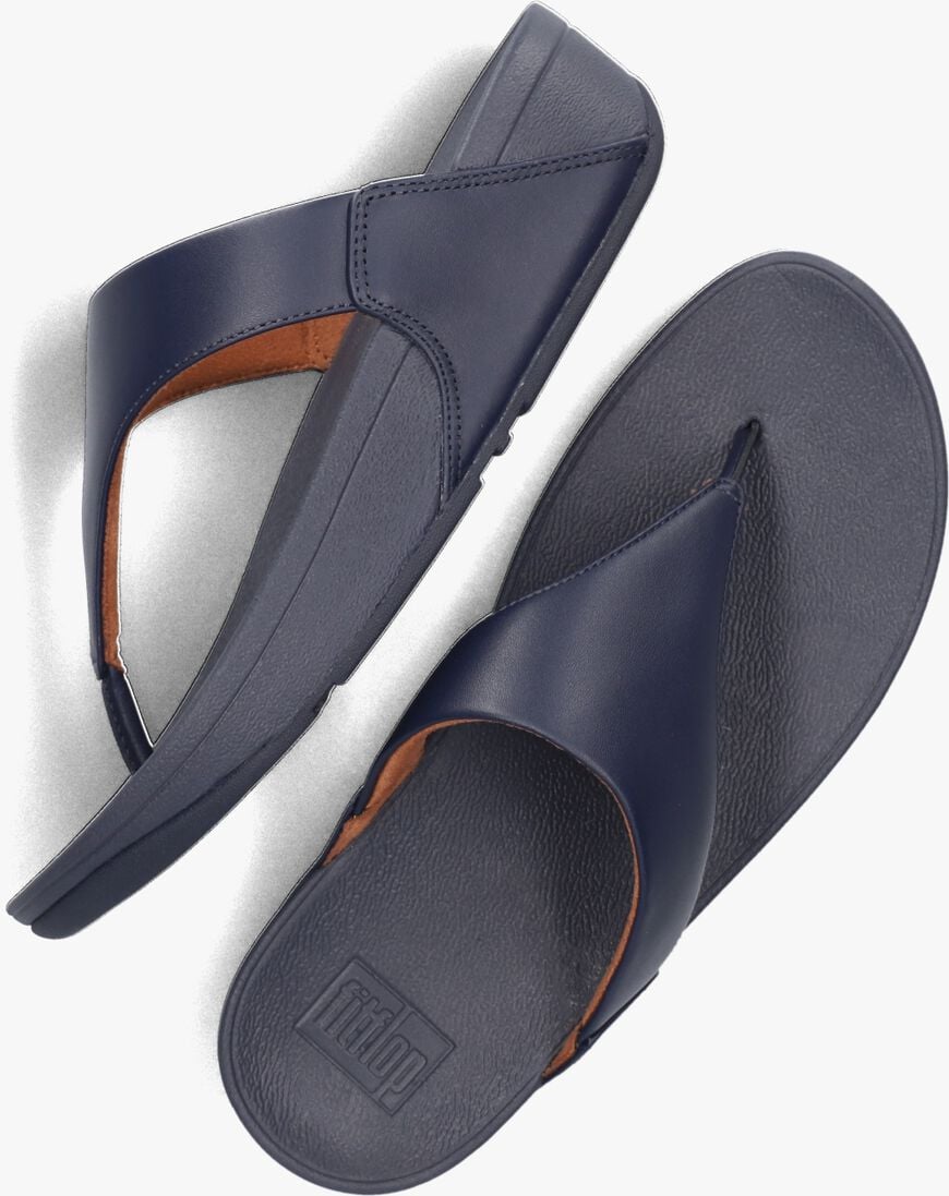 blauwe fitflop slippers lulu leather toe-post