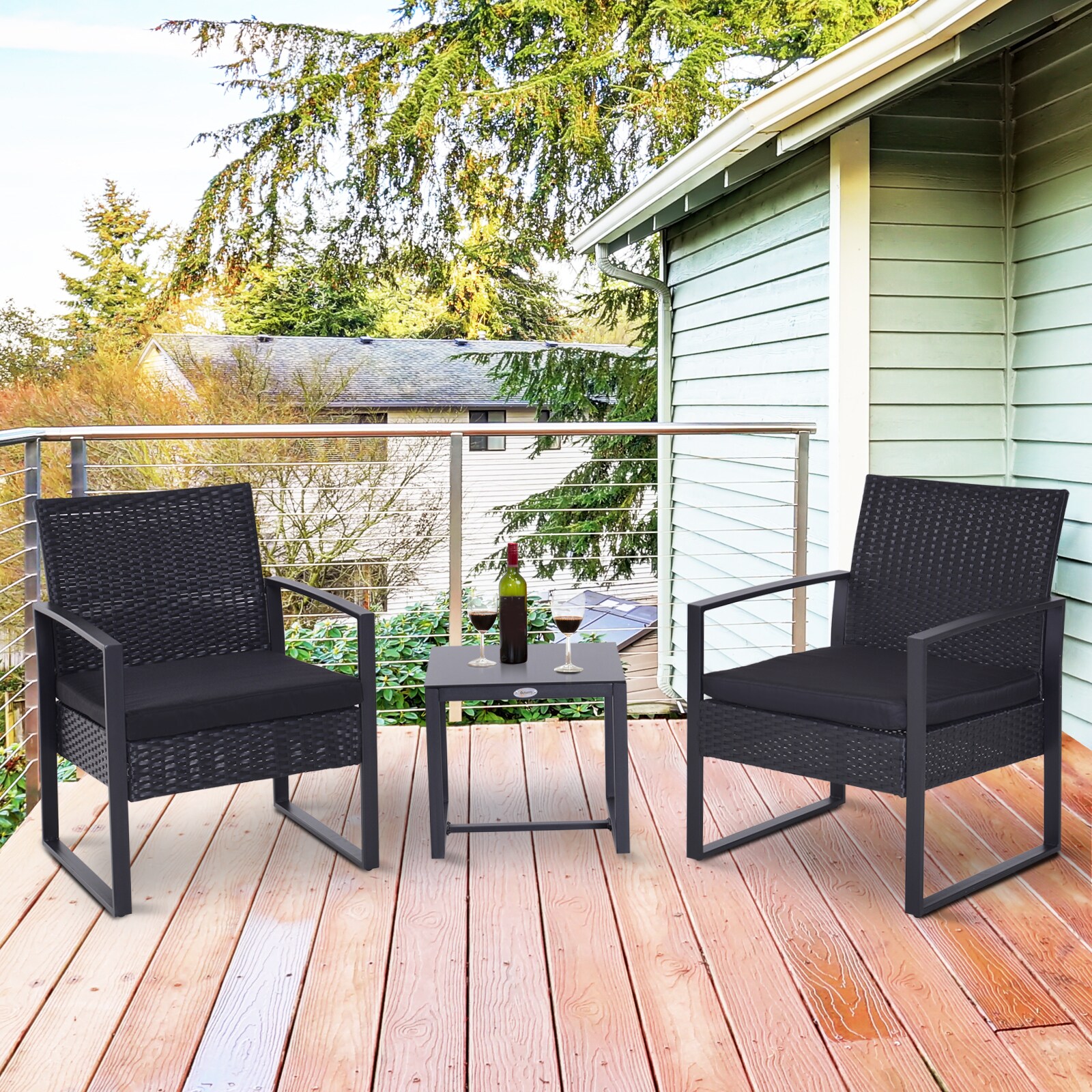 Outsunny Polyrattan Sitzgruppe als 5-tlg. Set