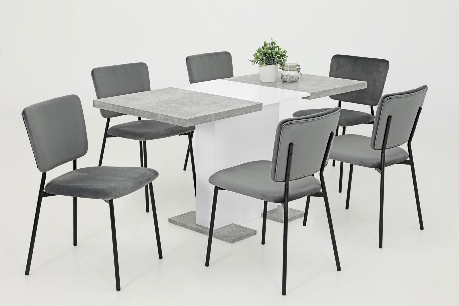 Tisch Britt Beton-Optik/Weiß 110-150 x 69 cm