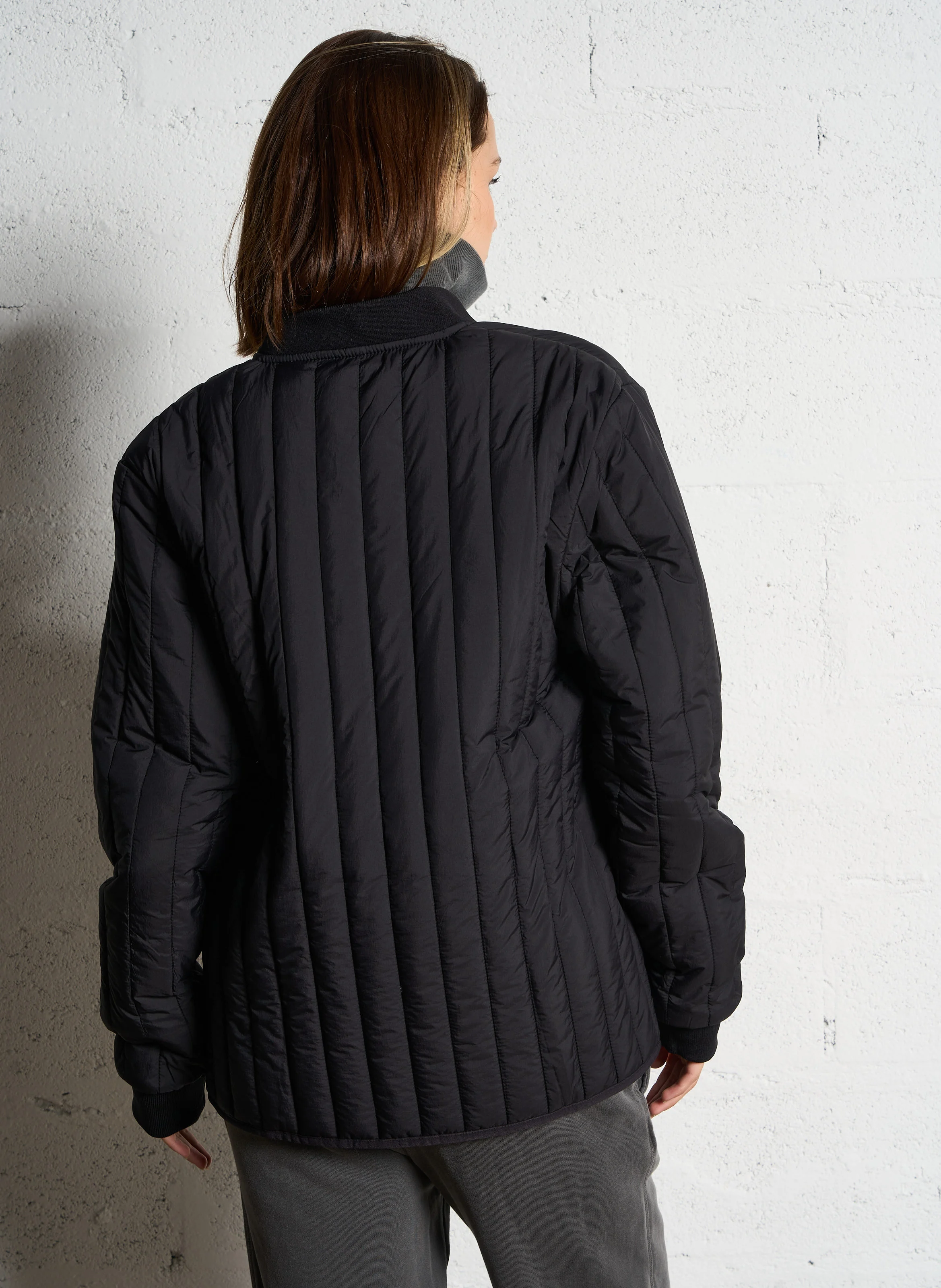 BANJA - Blouson col teddy droit matelassé | Noir
