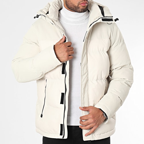 Doudoune Capuche Blanc Beige