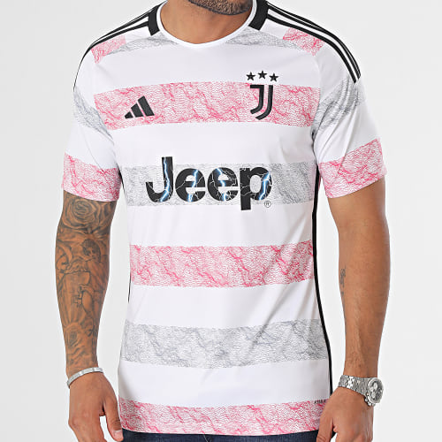 Maillot A Bandes Juventus HR8255 Blanc Rouge Gris