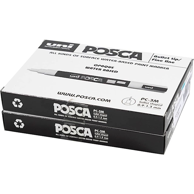 Posca Tusj, nr. PC-3M, strek 0,9-1,3 mm, fine, ass. farger, 12 stk./ 1 pk.