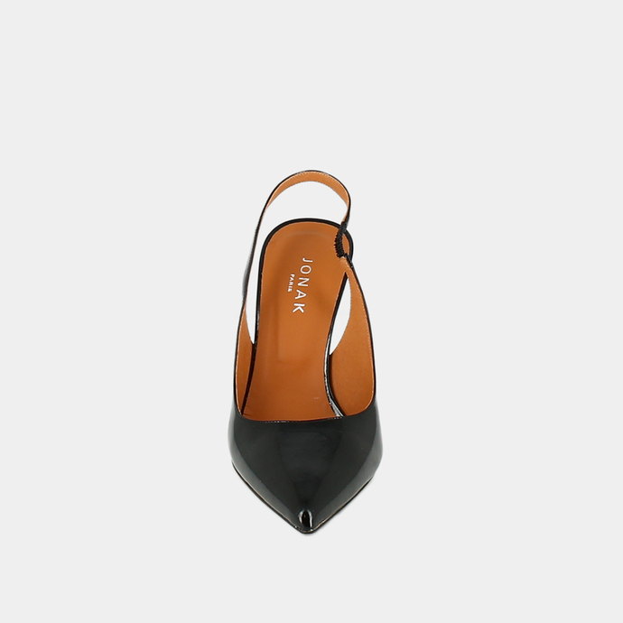 Escarpins slingback à bouts pointus  en vernis noir