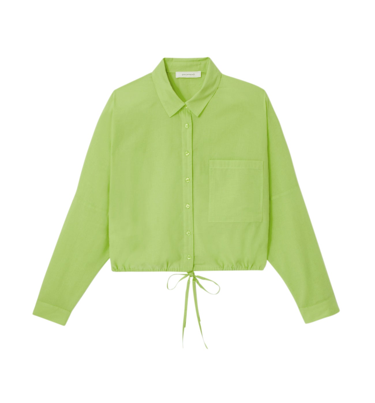 Chemise courte et unie Femme - Jaune vert