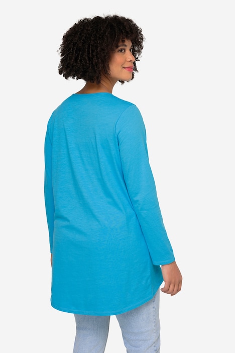 Longshirt, oversized, Smiley, V-Ausschnitt, Langarm