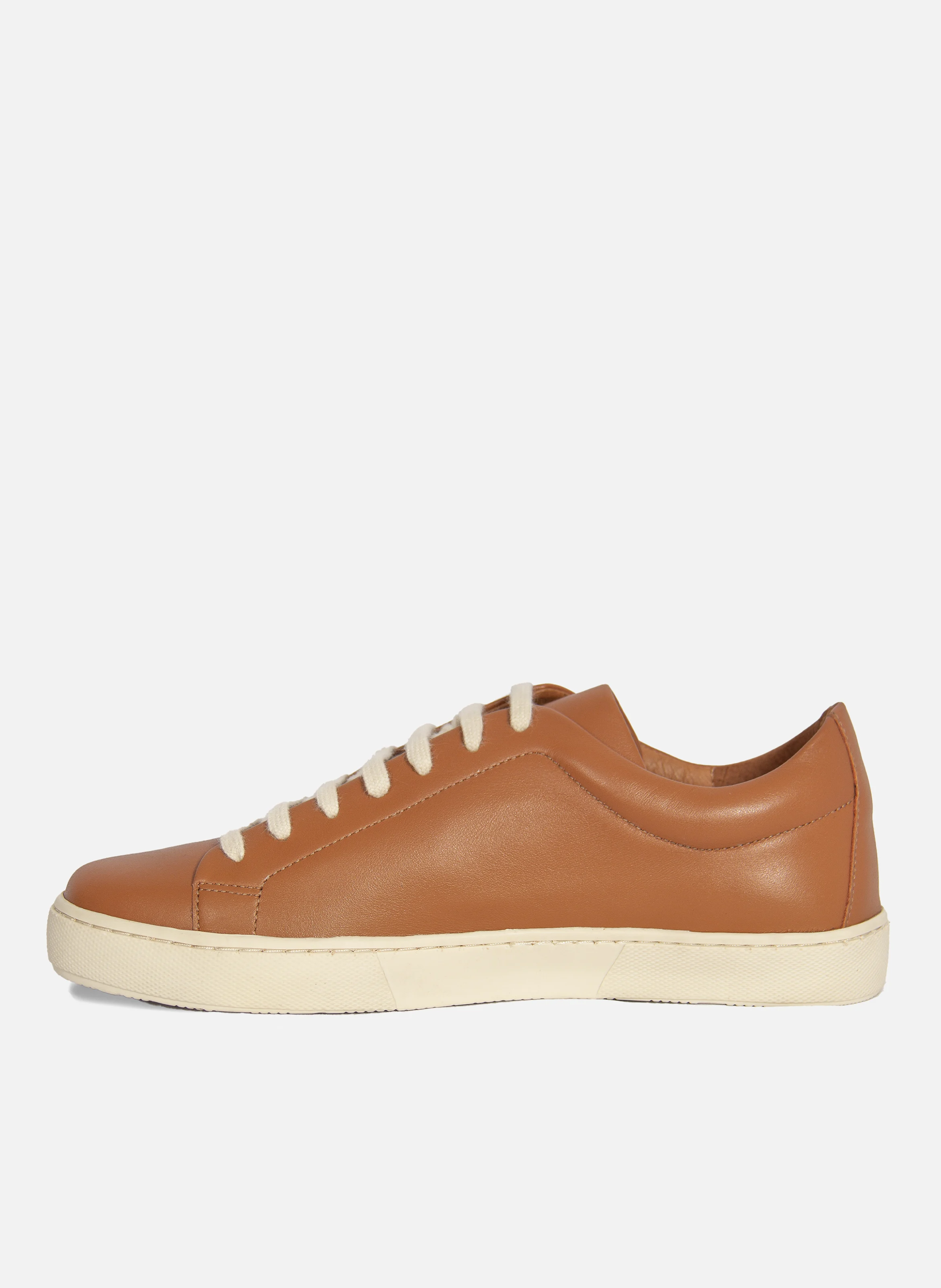 Tennis lacet cuir lisse | Marron