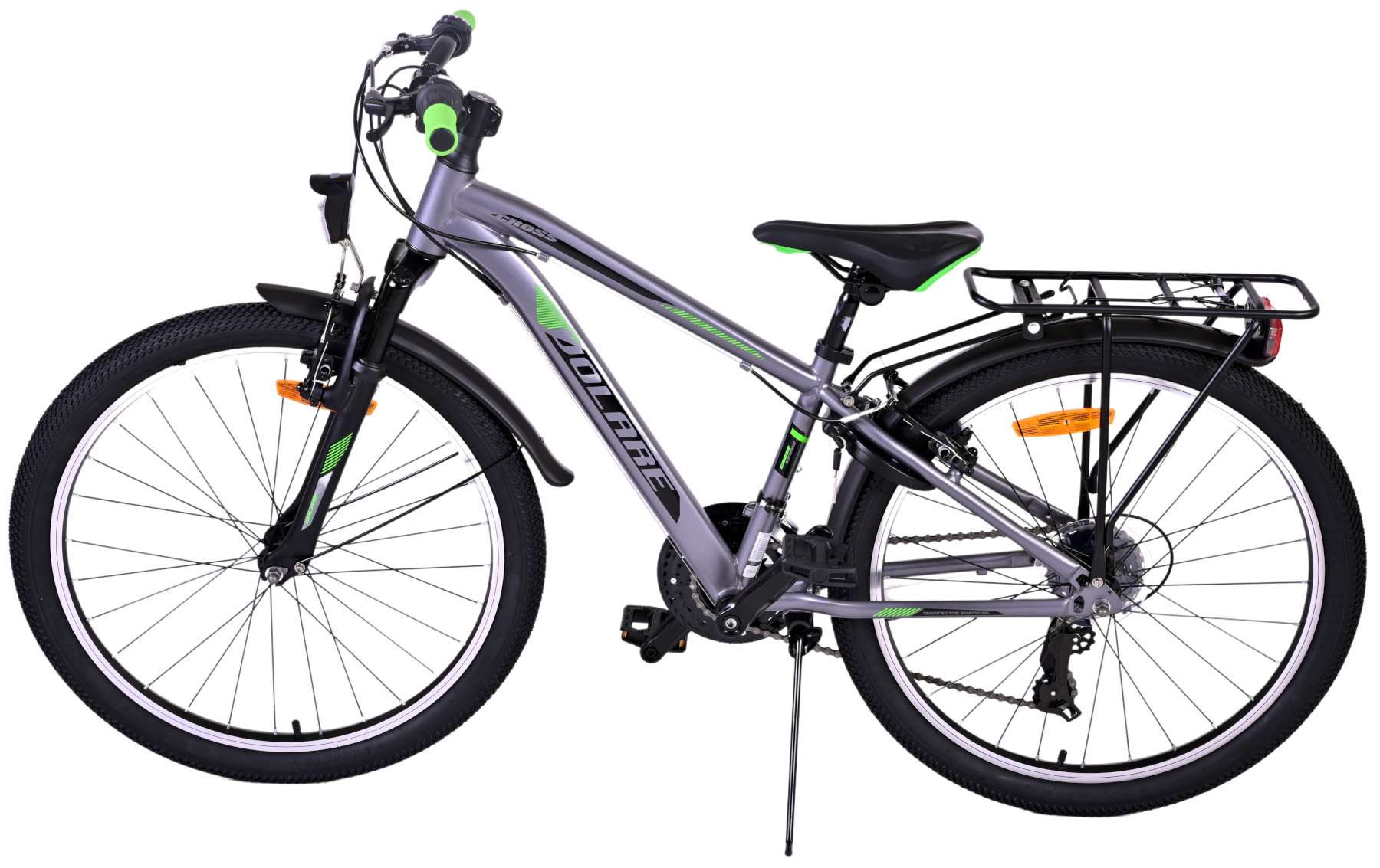 TPFSports Cross Kinderfahrrad - Jungen - 2 Handbremsen - 18 Gänge - 24 Zoll - Grau