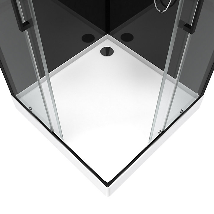 Cabine de douche hydromassante carrée noir Galedo Mirror 90 x 90 cm