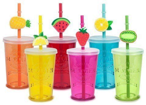 DRW Drinkflessen met rietje in gloeilampvorm, 6 stuks