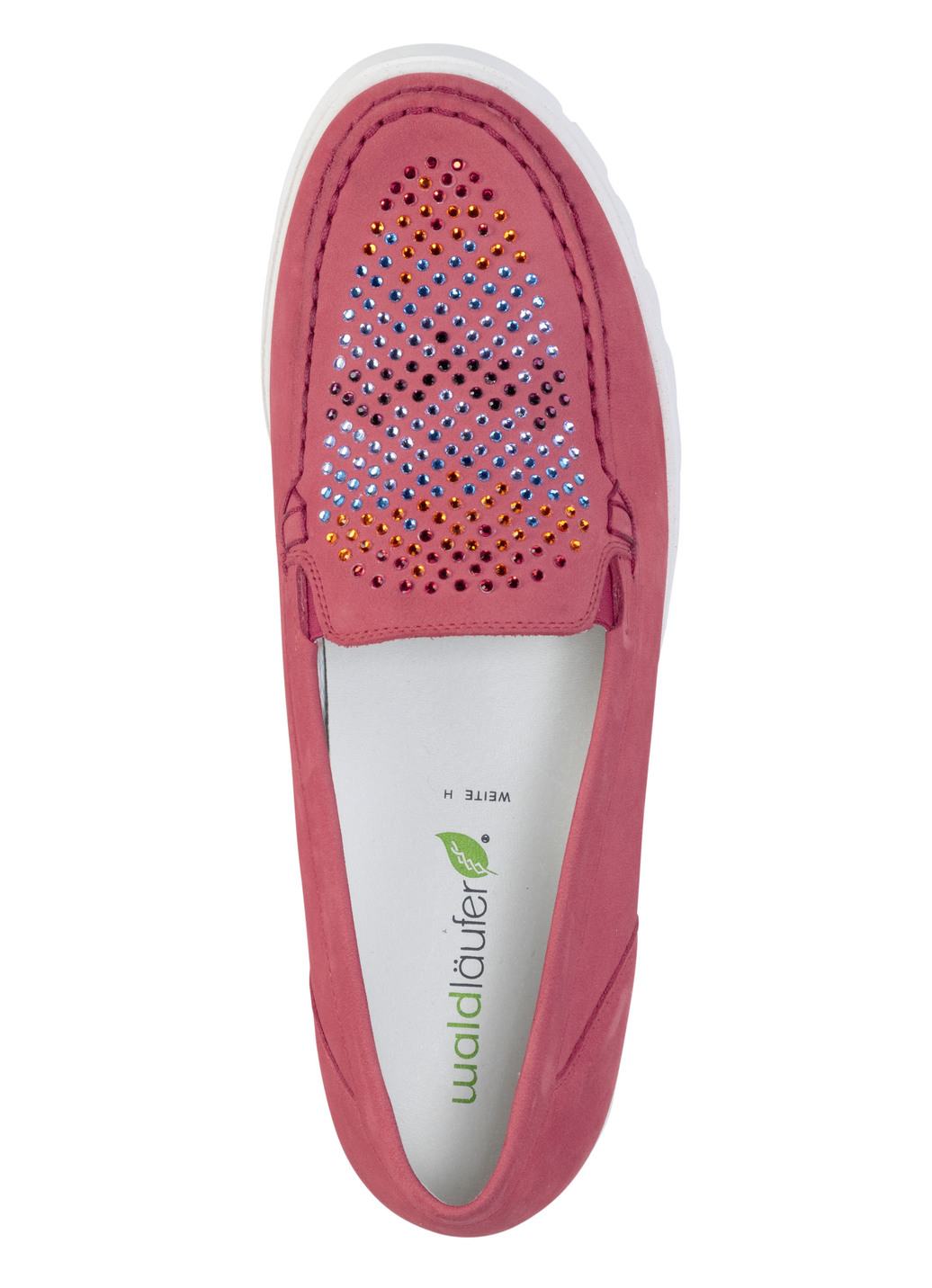 Waldläufer Mokassin-Slipper mit bunten Glitzersteinchen besetzt