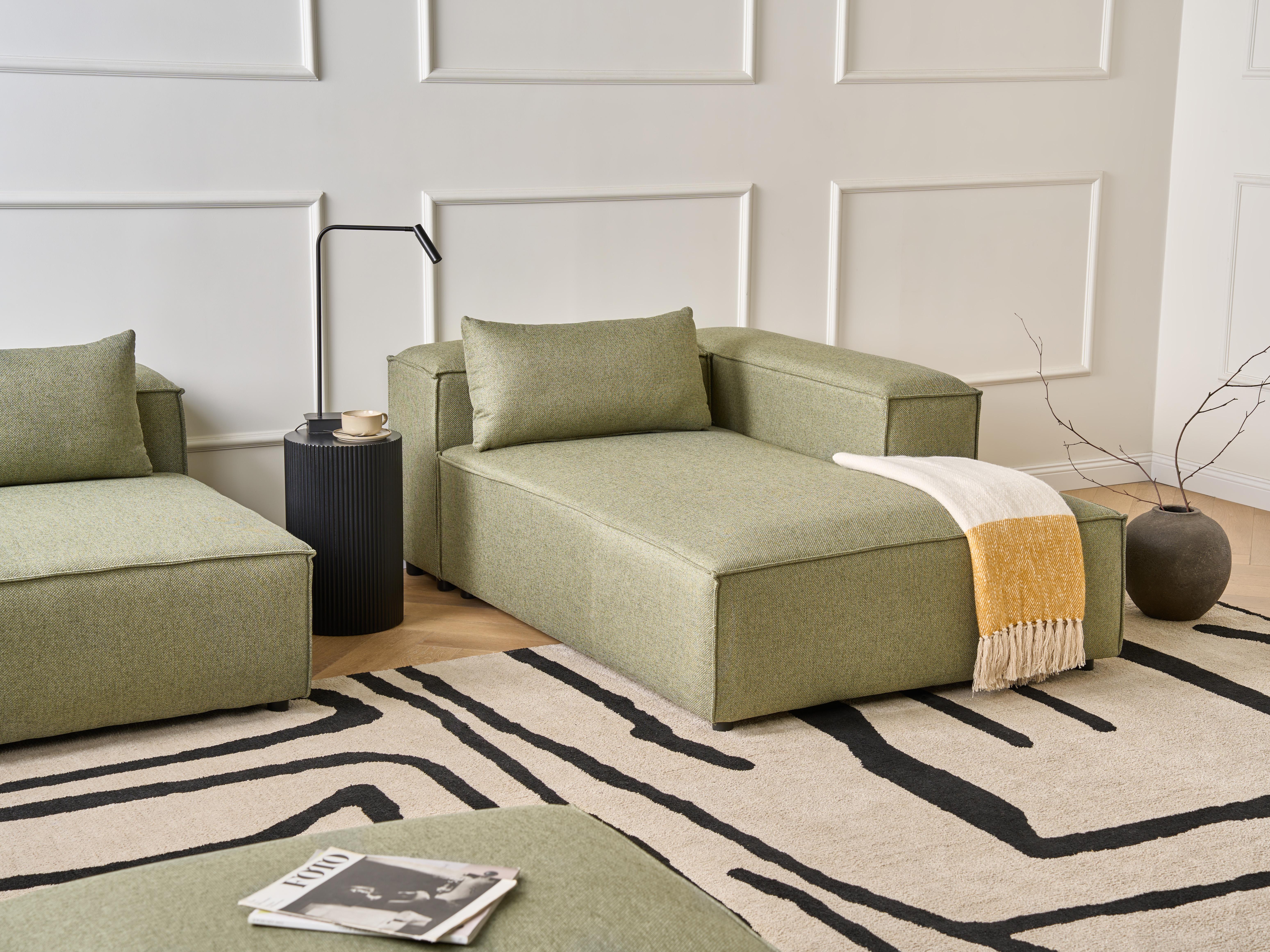 Linkszijdige chaise longue BRANDE Stof Lichtgroen