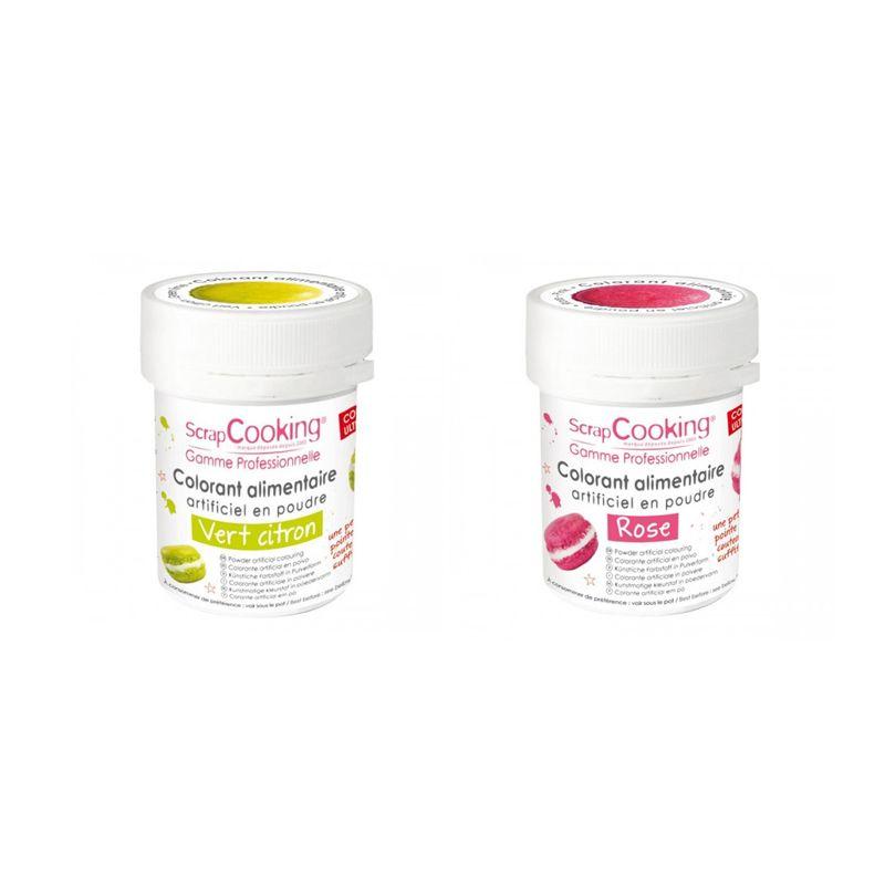 2 colorants alimentaires en poudre - rose-vert citron Scrapcooking