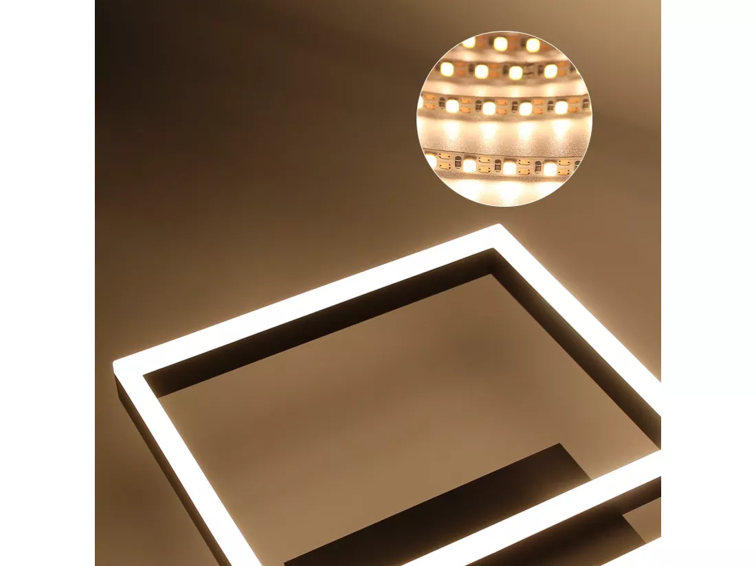 NETTLIFE Plafonnier LED Lampe de Salon Noir Lampe de Chambre 50 W Moderne Dimmable avec Télécommande Géométrique pour Cuisine Couloir Salle à Manger