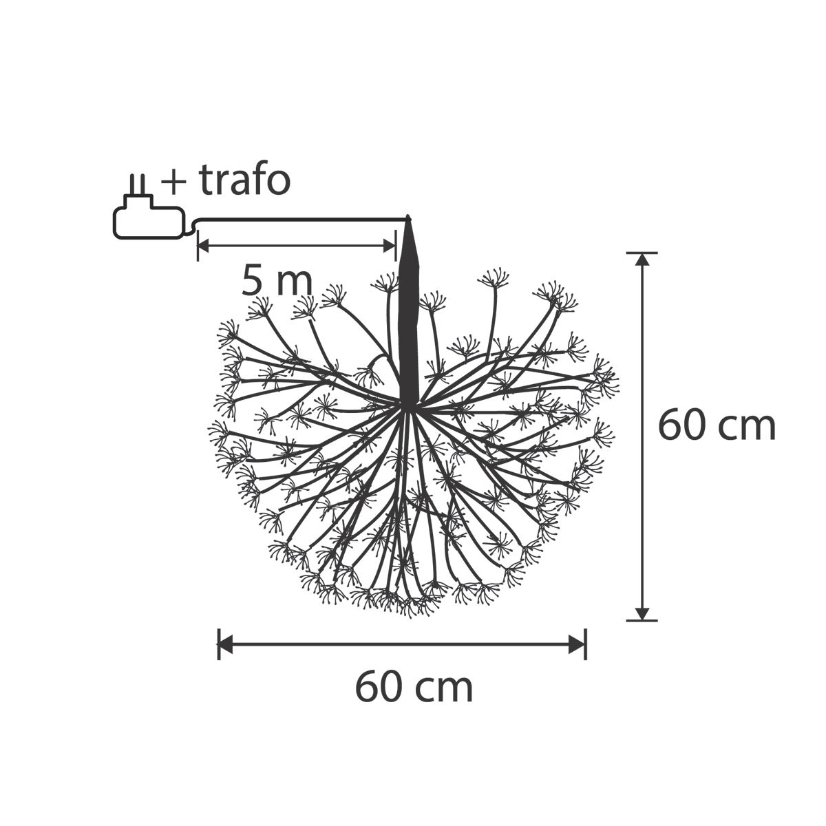 Kerst hanglamp bol zwart 60cm incl. LED met timer IP44 - Nobu
