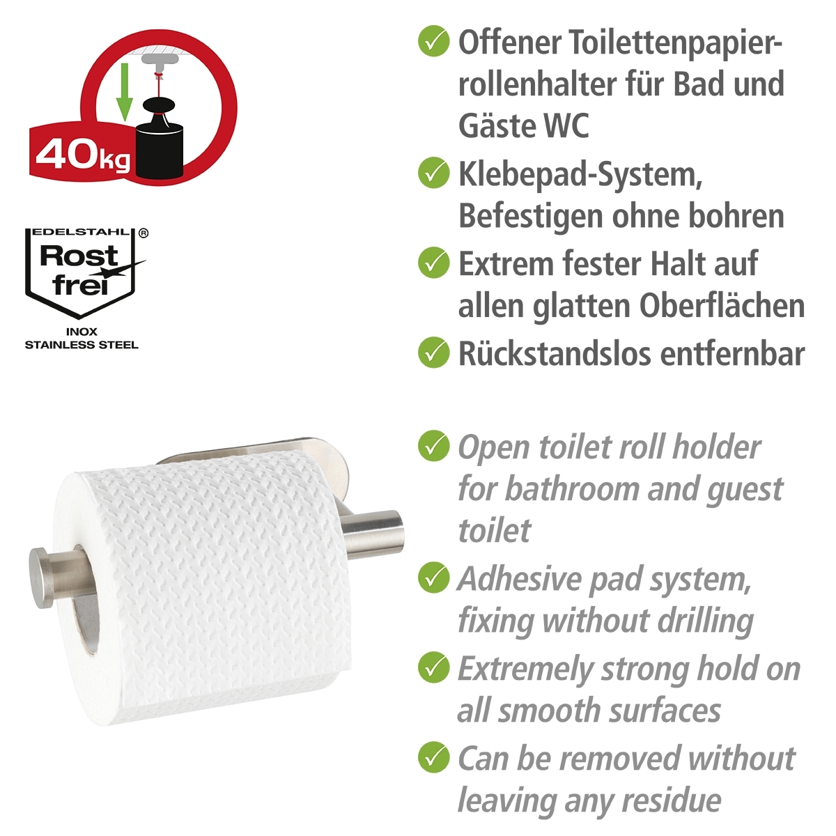 Wenko Orea turbo-loc toiletrolhouder RVS mat
