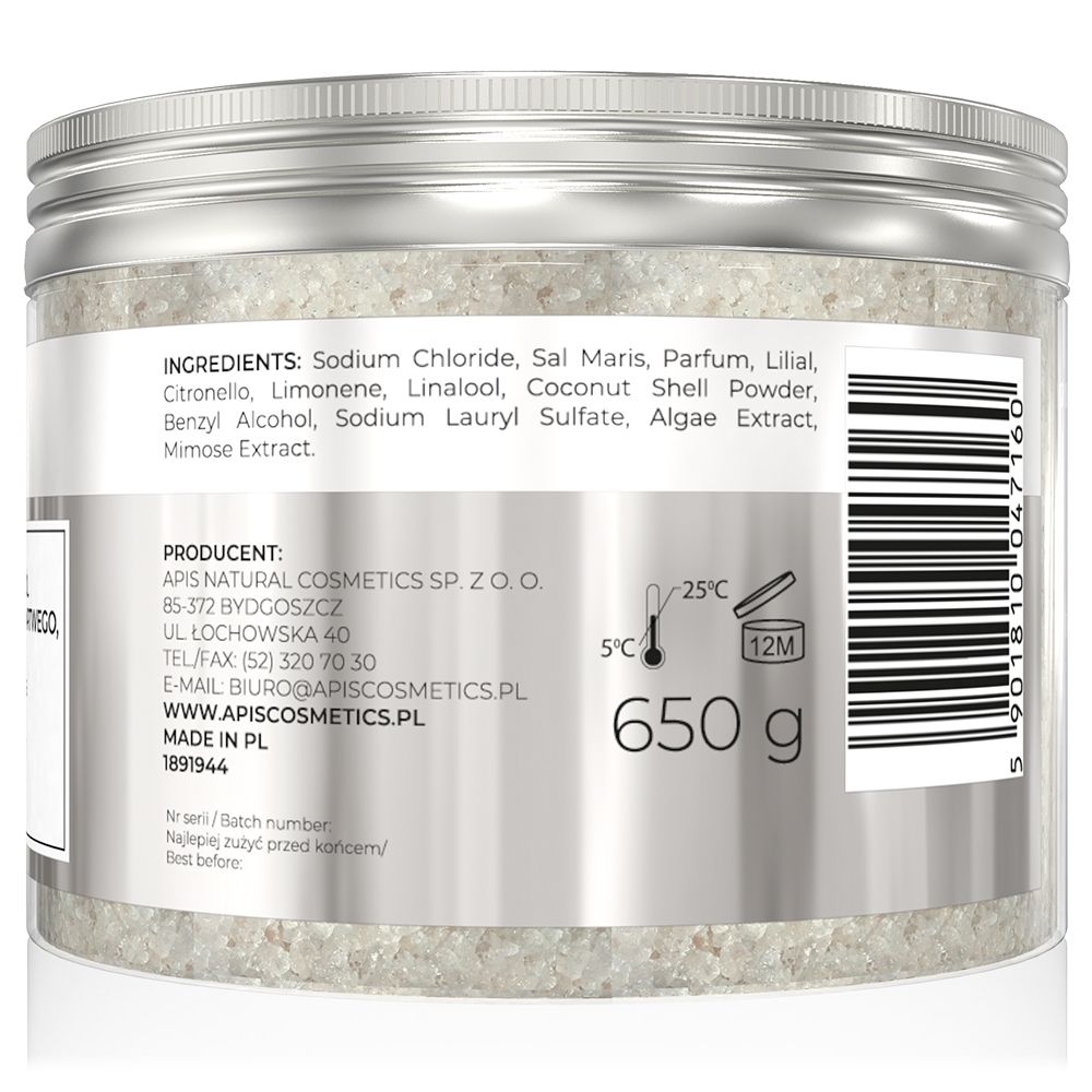 APIS INSPIRATION, Glättendes Badesalz mit Mineralien aus dem Toten Meer, Meeresalgen, Kokosflocken