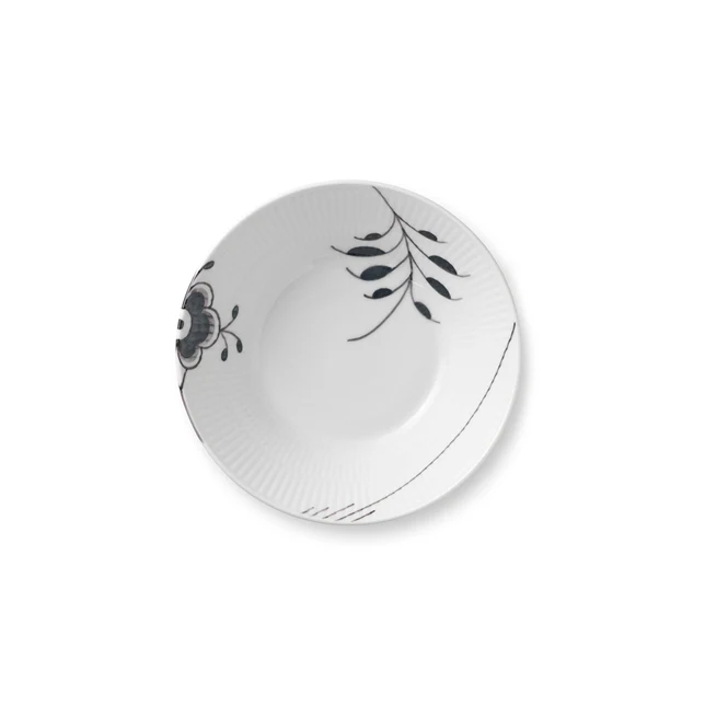Royal Copenhagen  Sort Mega riflet dyb tallerken - 17 cm.