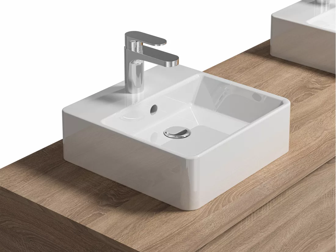 Meuble de salle de bain suspendu coloris naturel clair avec double vasque - L150 cm - ISAURE II